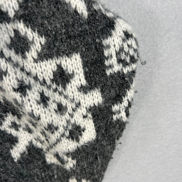 VTG Nordic Geometric Knit Sweater Large Gray White Wool Blend Fair Isle Pattern - Picture 5 of 8